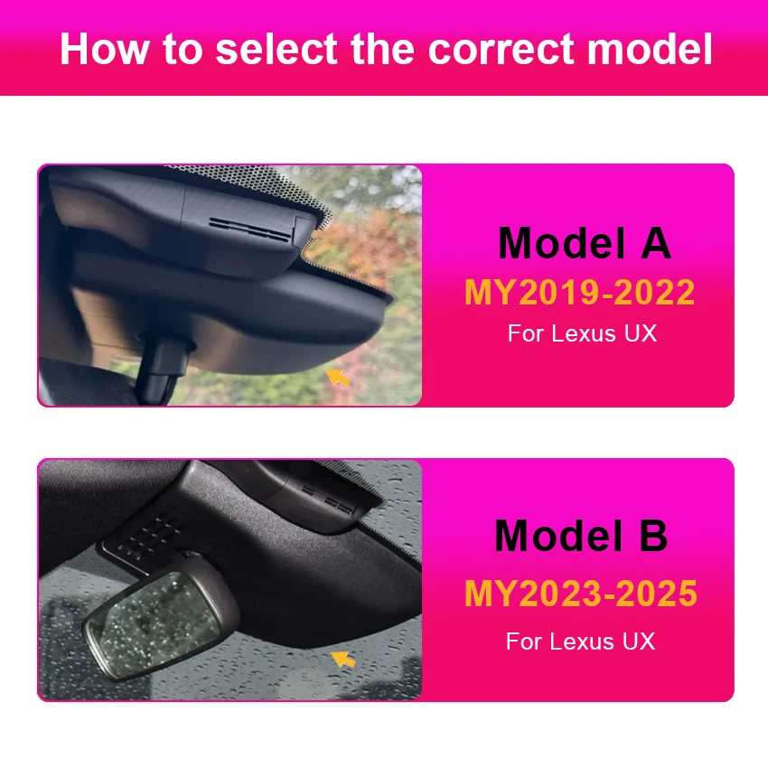 Dash Cam For Lexus UX 300h 260h 250h 200 2019-2025, 4K Dashcam for Lexus UX300h UX260h UX250h UX200, WiFi Car DVR, OEM Style