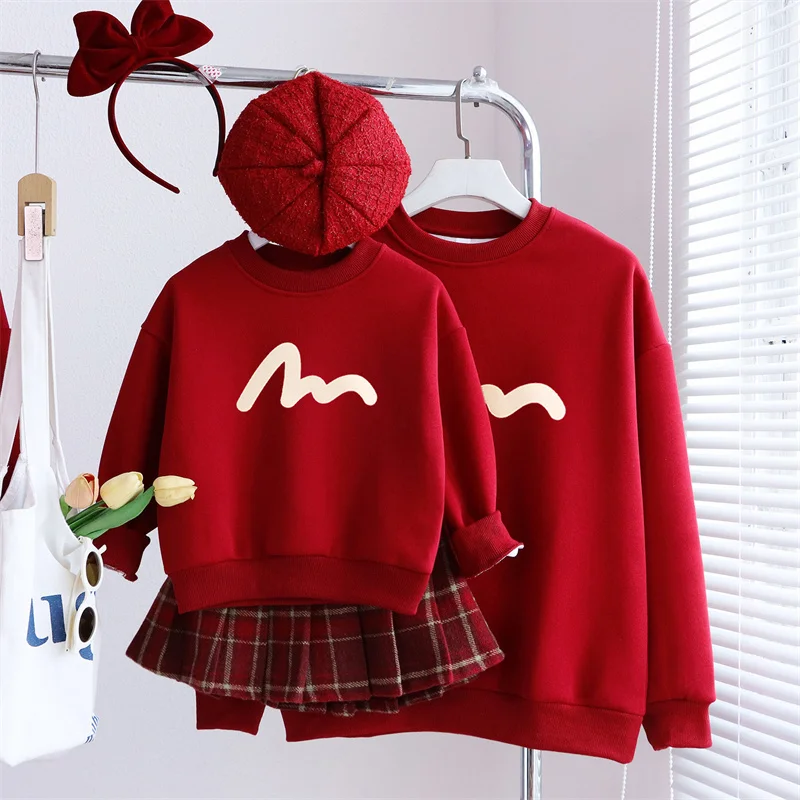 2026 Fashion New Daily Family Sweatshirt Autumn Outing Crew Neck Pullover Parent-child Outfit Adults Kids Casual Family Clothes