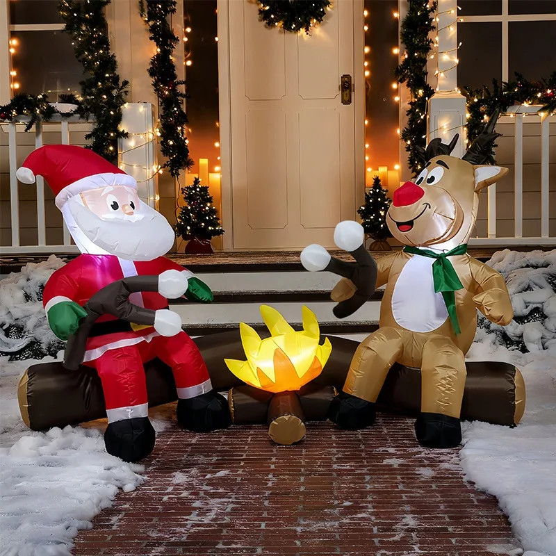 

Санта-Клаус надувной декоративный реквизит олень костра атмосфера рождественская воздушная модель уличное украшение сада