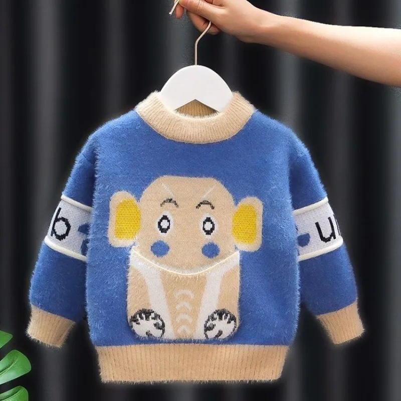 1-6 Years Boys\' Sweater Autumn And Winter New Fashion Warm Children\'s Sweater Cute Baby Jumper Kids Knitted Base Shirt