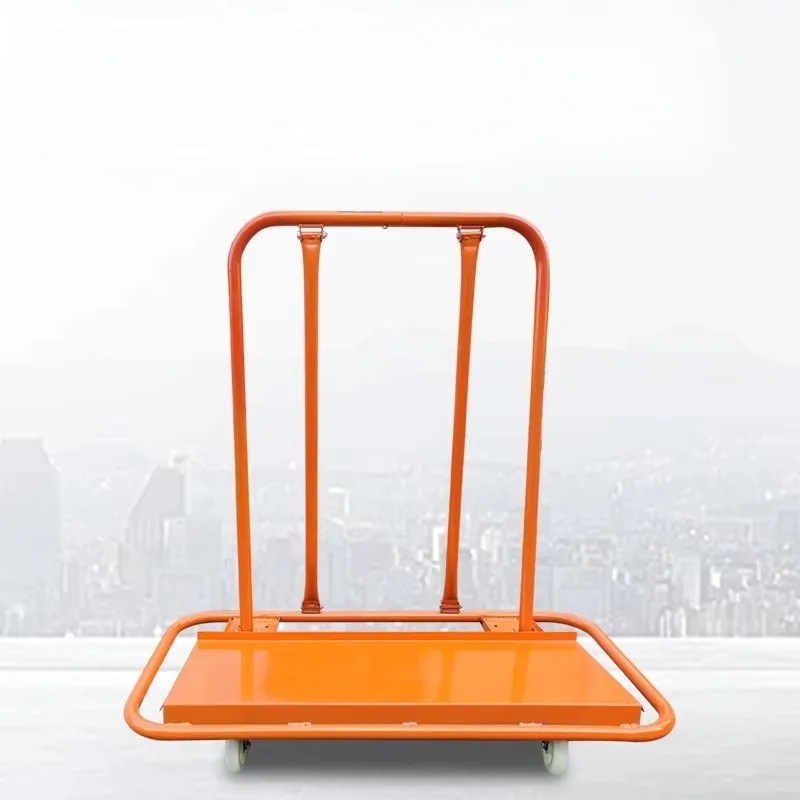 

Orange Four Wheel 360 Degree Flatbed Trolley Widely Used For Glass Carrying Industrial Cargo Movement Warehouse Transport Jobs