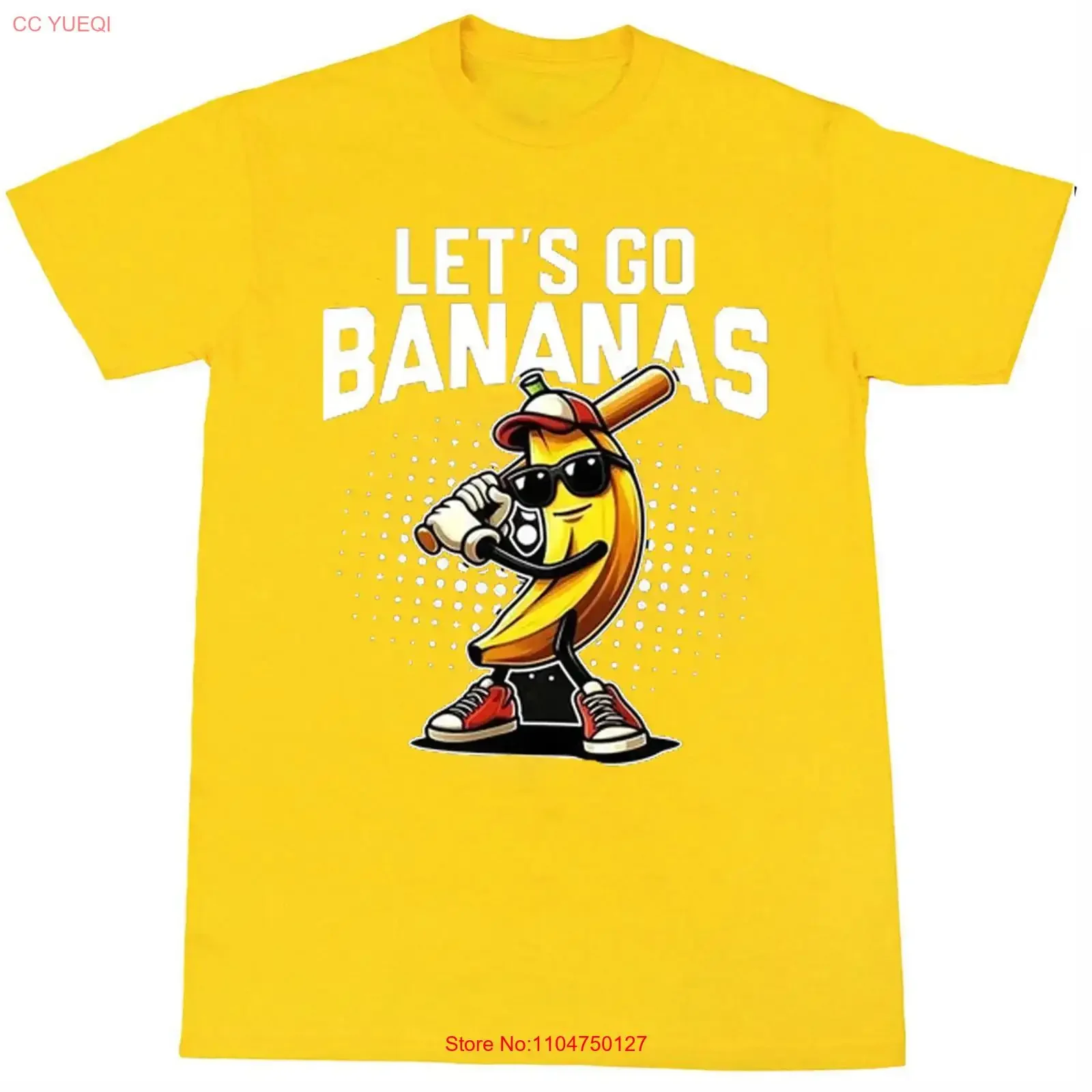 Let's Go Bananas Baseball T Shirt Funny Banana yellow s 5xl SG945 vintage Washed Soft fashion Breathable Unisex Stretched
