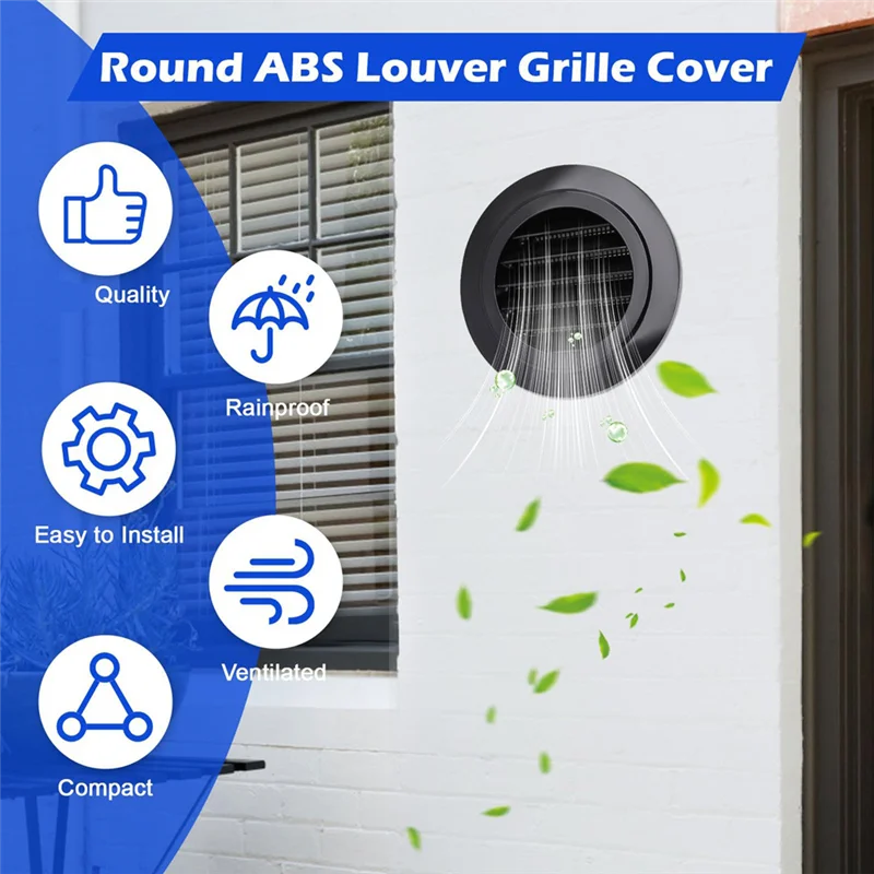 ABKW-couvercle de ventilation d'échappement rond de 4 pouces avec écran en maille intégré, pour salle de bain, maison, bureau, Garage