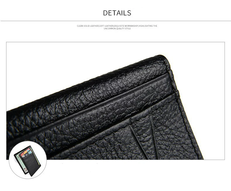 YUECIMIE Super Slim Weiche Brieftasche Aus Echtem Leder Mini Kreditkarte Halter Geldbörsen Geldbörse Dünne Kleine Kartenhalter Männer Brieftasche – Detail 11