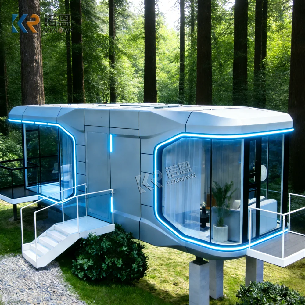 Portable Eco Capsule House Modular Prefab Pod House Durable Steel Frame Mobile Home Smart Ventilation Home For Camp