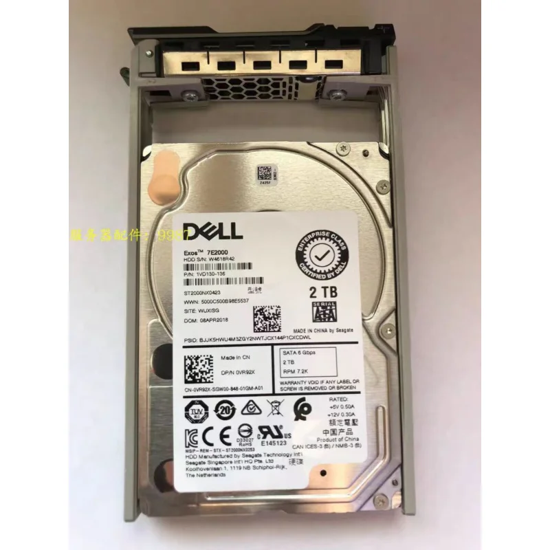 

VR92X для DELL SEAGATE ST2000NX0423 2 ТБ 6G 7,2 K HD 3,5 ''SATA 0VR92X DELL R720 R730