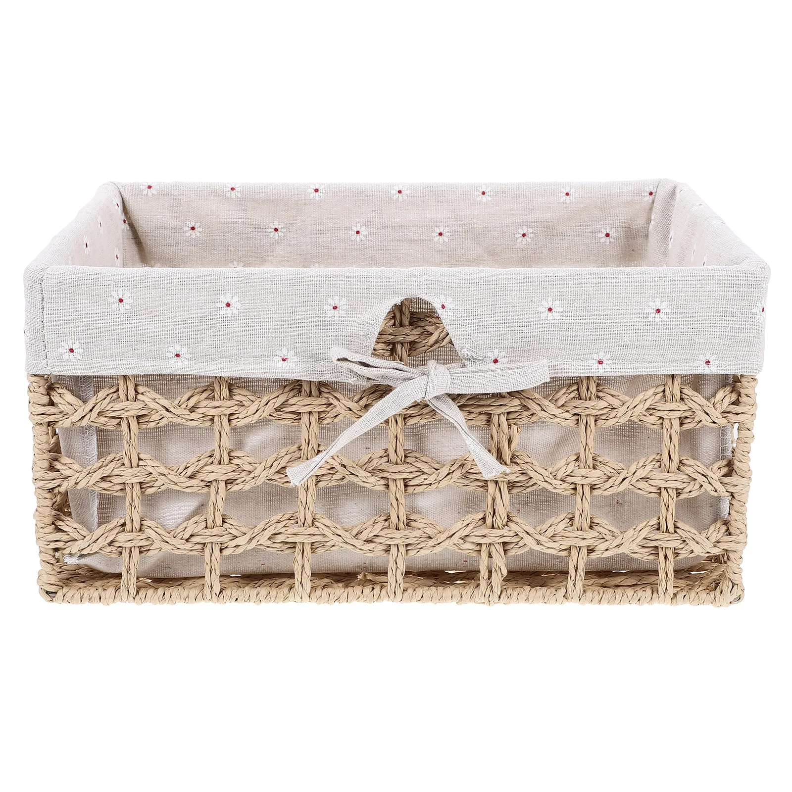 

Woven Storage Baskets Large Size Front Open Decorative Bin Cube Organizer Grass Basket Desktop Toy Bathroom Pantry Living Room