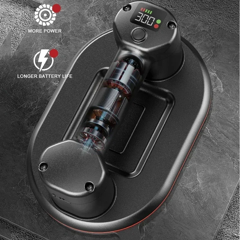Industrial Electric Vacuum Suction Cup 300KG Heavy Duty Granite Glass Tile Lifter with Intelligent Display 4000mAh