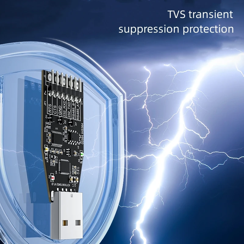 Modulo di comunicazione adattatore convertitore seriale da USB a RS232 RS485 di grado industriale DTECH IOT5087(MS) da 3 pezzi