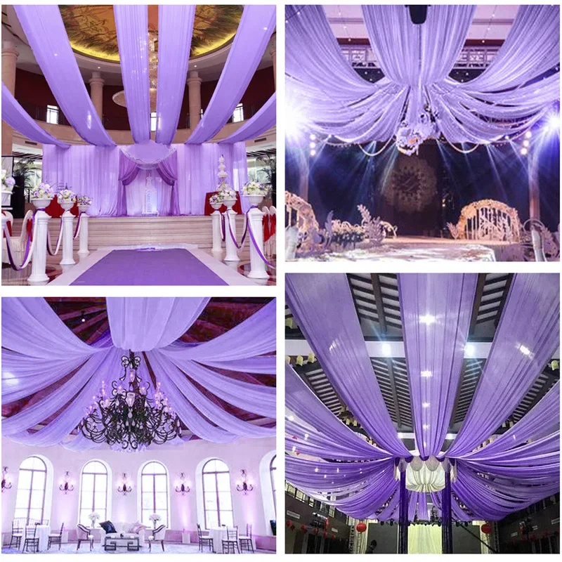 Party Ceiling Drapes Flat Fabric Long Arch Draping for Outdoor Event Wedding Hall Ceremony Reception Swag Church Stage DIY Decor