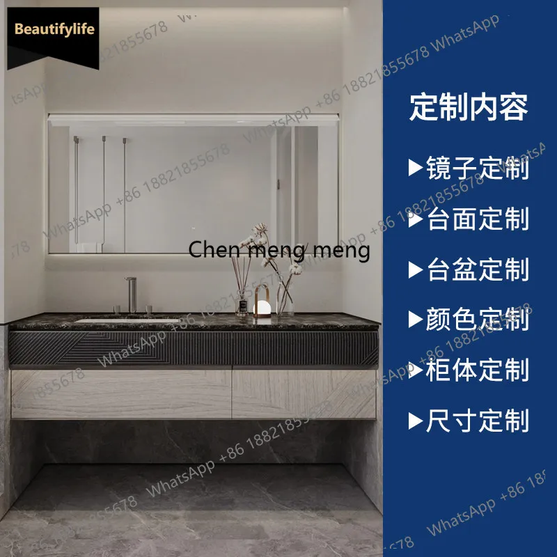 

C139 Natural luxury stone bathroom cabinet bathroom solid wood washbasin cabinet double basin bathroom cabinet combination