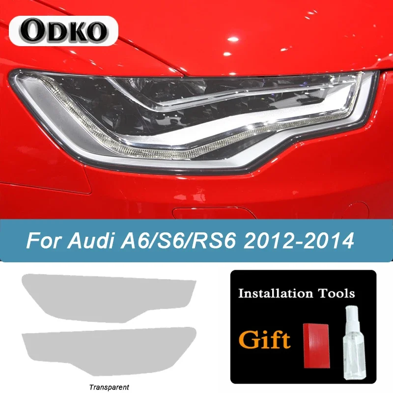 

2 Pcs Car Headlight Protective Film Smoked Black Tint Wrap Vinyl Transparent TPU Sticker For Audi A6 C7 4G S6 RS6 2012-2018