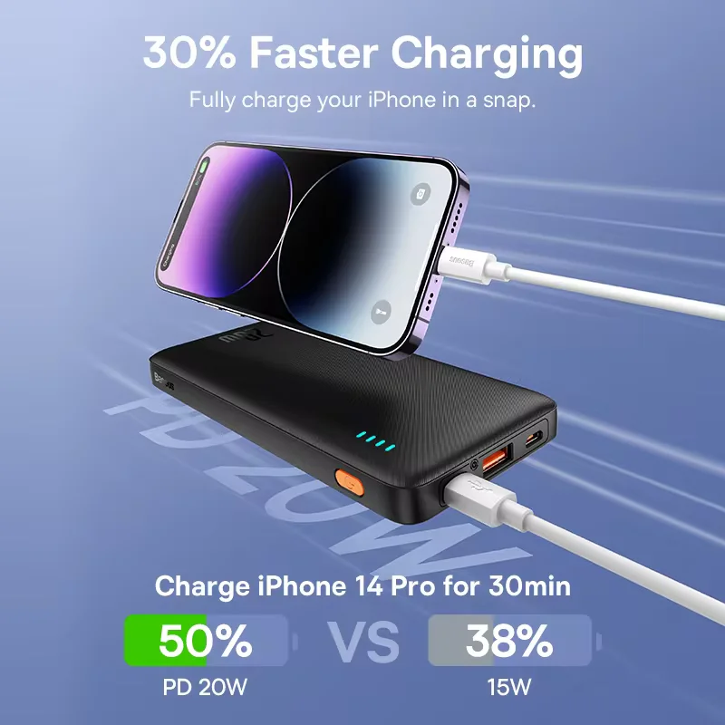 Baseus 20W Power Bank 10000mAh 20000mAh Powerbank PD Fast Charge External Battery for iPhone 15 14 13 12 Pro Max Samsung Xiaomi