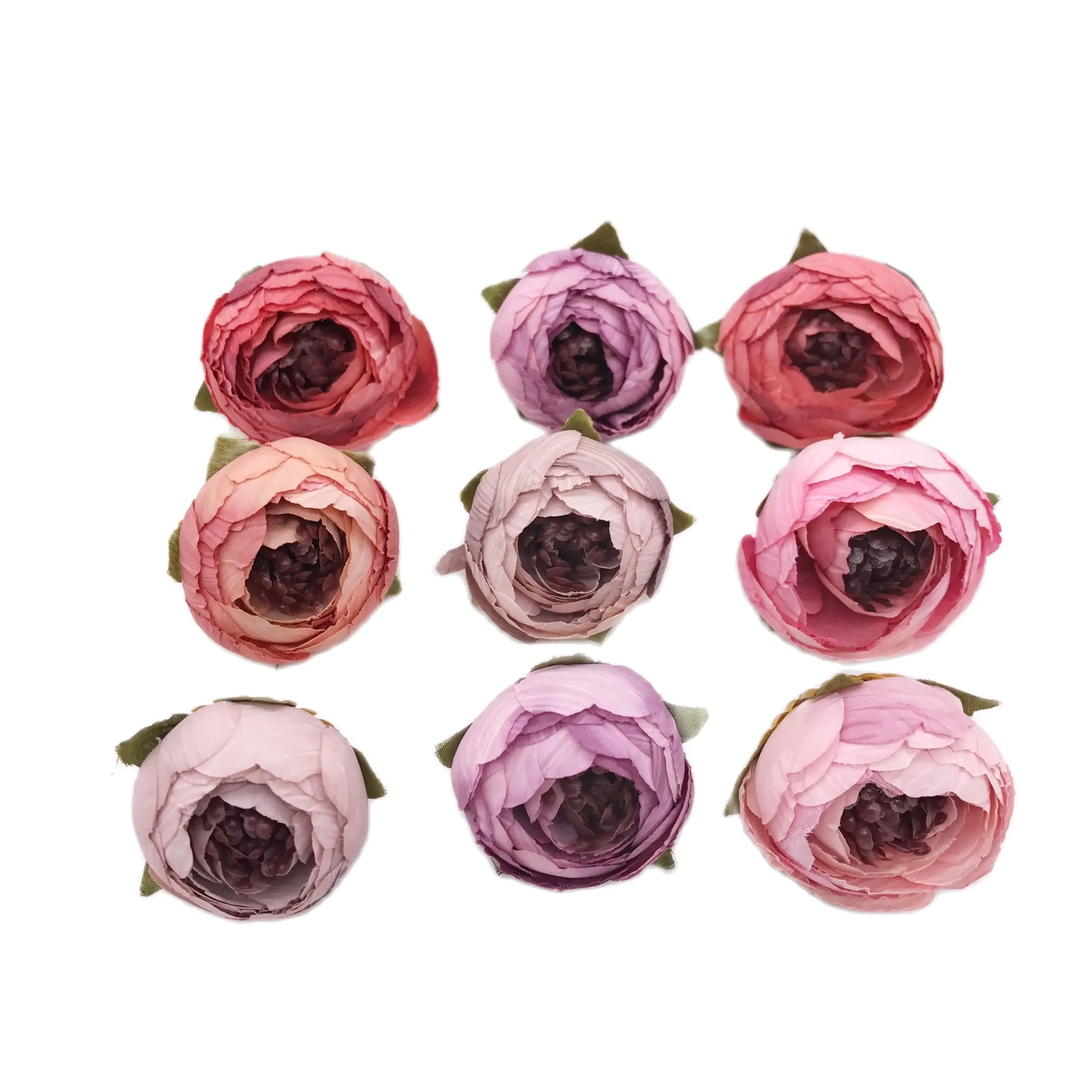 5Pcs Artificial Tea Rose Bud small peony flower head flores for wedding decoration Wreath Scrapbooking DIY Craft Fake Flowers