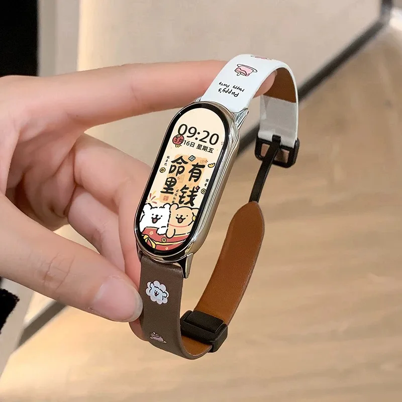 

Magnetic Strap Xiaomi band 9 Leather Watchband for Xiaomi band 8 Woman Belt Smartwatch Correa Bracelet Sport Wristband