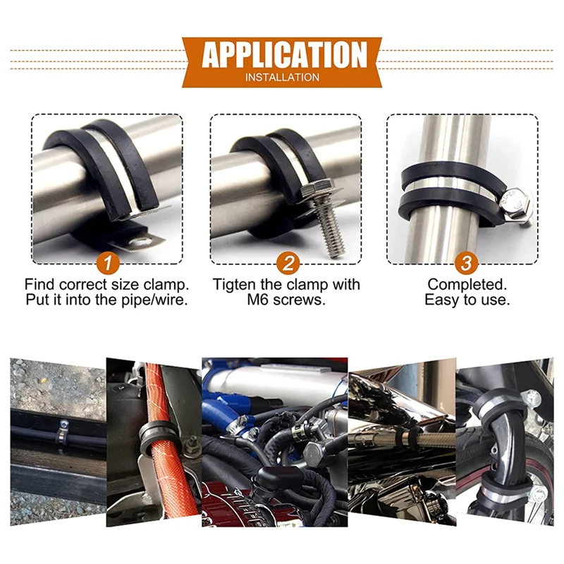 B03C-Cable Clamp Assortment Kit สแตนเลสสตีลเคลือบยางกันกระแทกฉนวนสาย Clamp ยานยนต์ลวดท่อ Clamp