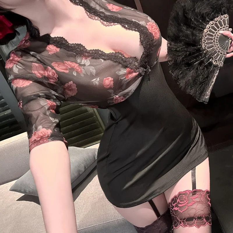 

Lace Lingerie Dress Flirtatious Lingerie Open Range No Take Off Hip Skirt Pajamas