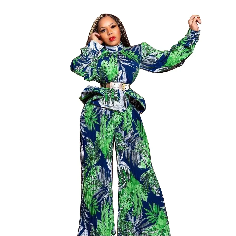 African Clothes for Women 2 Piece Sets Dashiki Autumn African Long Sleeve Print Top Pants Matching Sets Outfits African Clothing