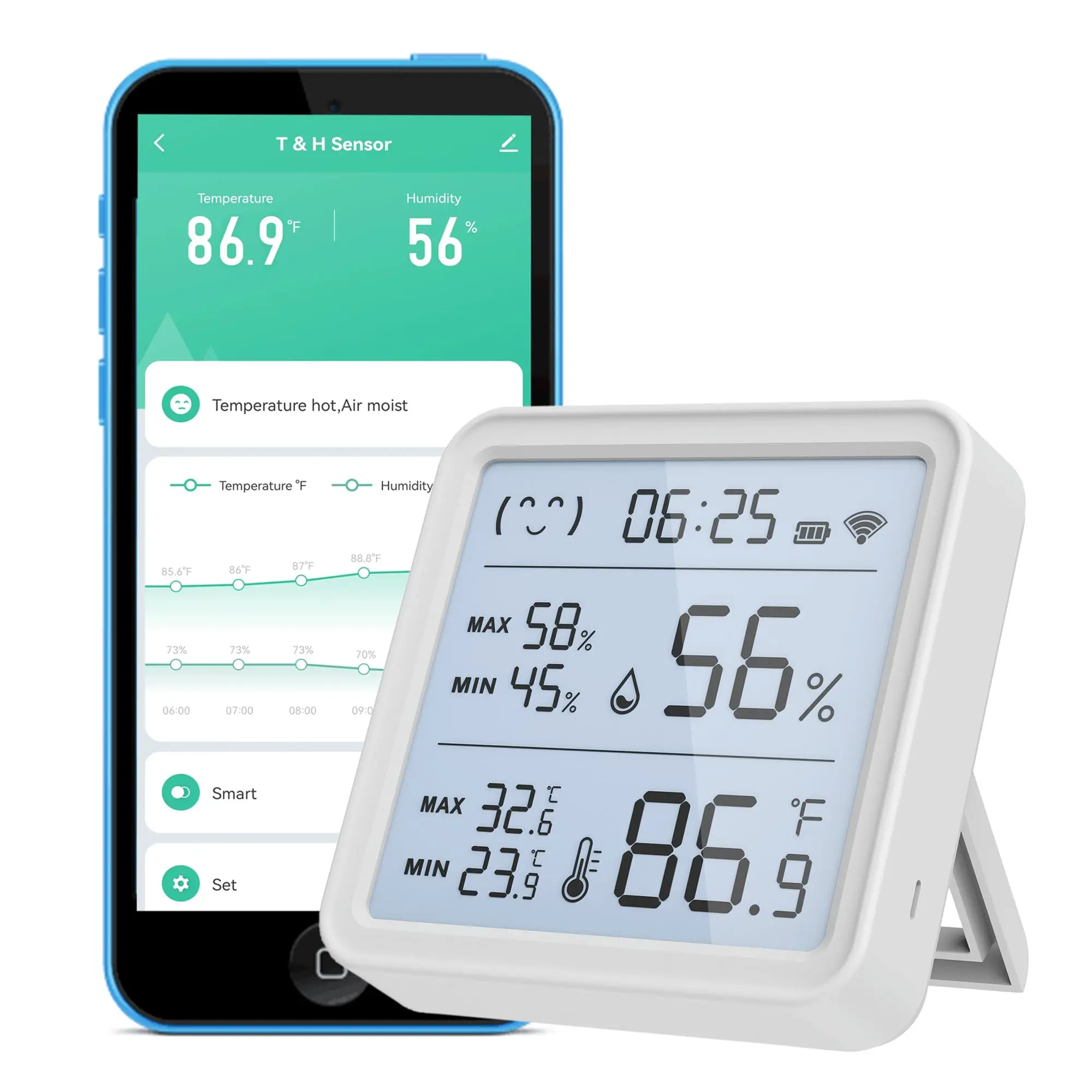 

Tuya Smart WiFi датчик температуры и влажности в помещении с подсветкой дисплея и калибровкой, совместимый с Alexa Google Home