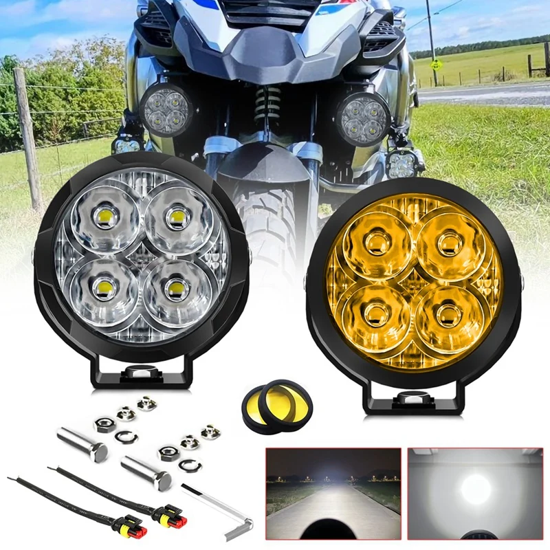 3 Inch 90W LED Pods Cube With Amber Covers, Fog Light Pods LED Light Bar Offroad Driving Lights, Spot Flood Combo Light