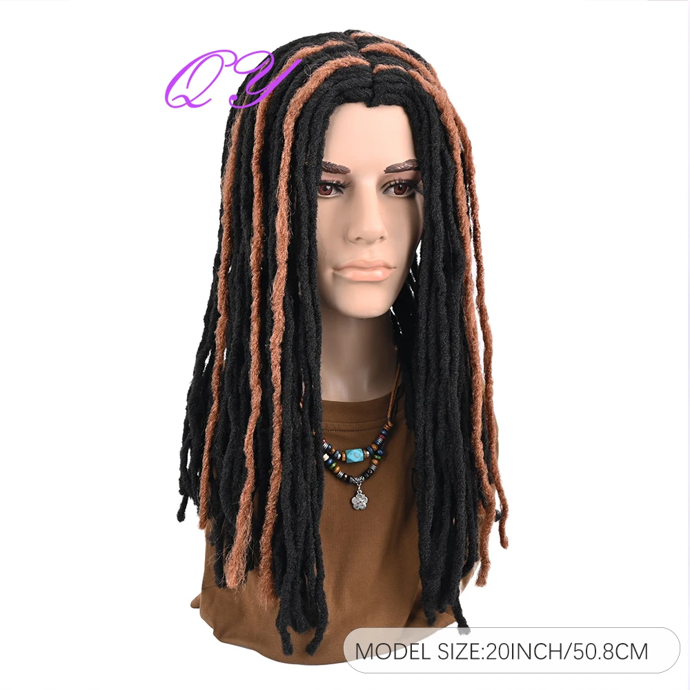 Men's long dreadlocks  wig African traditional black wig synthetic fiber wig suitable for daily wearsuitable for daily wear