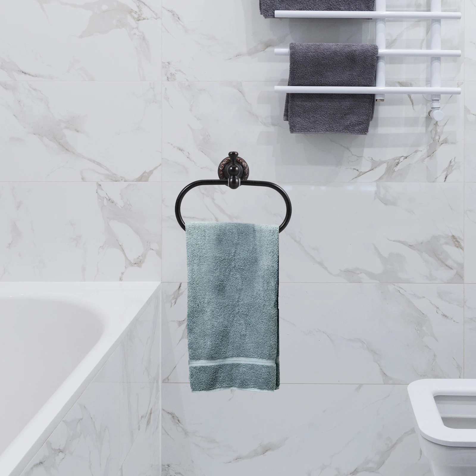 

Copper Towel Ring Oval Thick Strong Durable Rust-Proof Bathroom Wall Mounted Rack Kitchen Space-Saving Holder Towel Ring