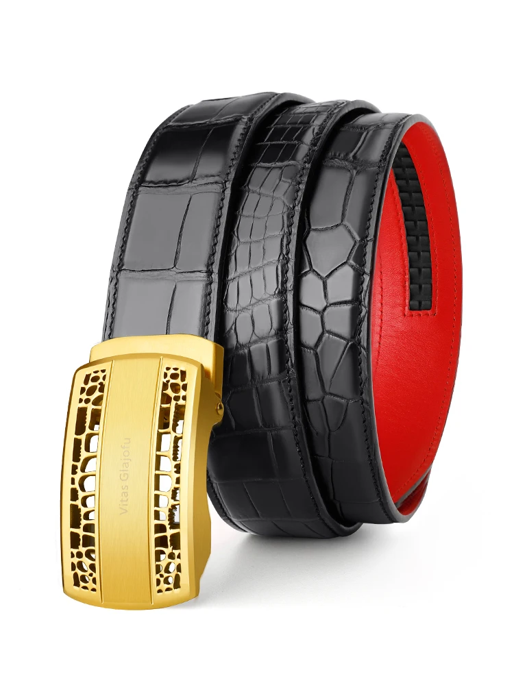 Alligator belt Men's year of life Red belt Business men's high-grade leather automatic buckle belt