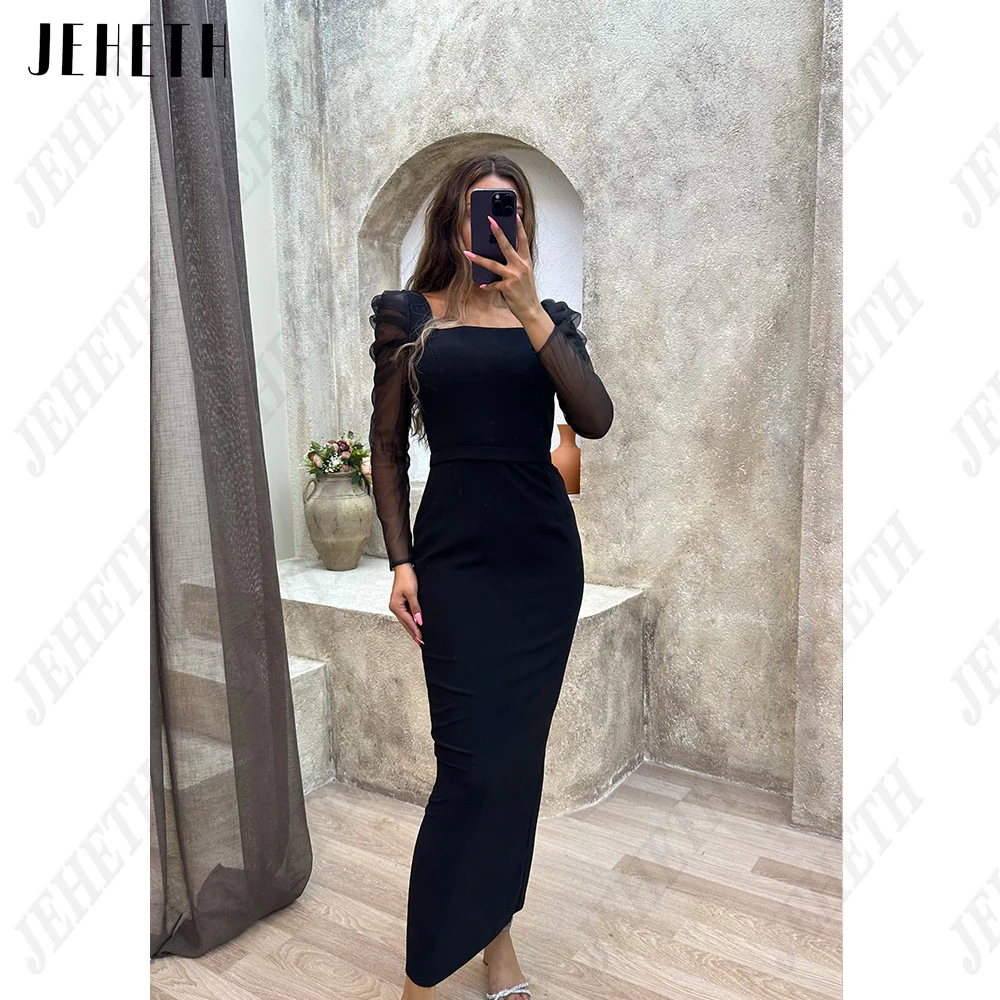 JEHETH Vestidos de noite formais para a mulher Comprimento do tornozelo Colar qJEHETH Formais Vestidos De Noite Para A Mulher Tornozelo Comprimento Quadrado Collar Prom Vestidos Mangas Compridas Sereia فسهره فاخره 2023