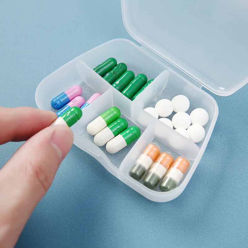 

5 Grid Portable Medicine Pill Box Case For Storage Travel Vitamins Tablets Daily Pill Case Portable Medicine Vitamin Container