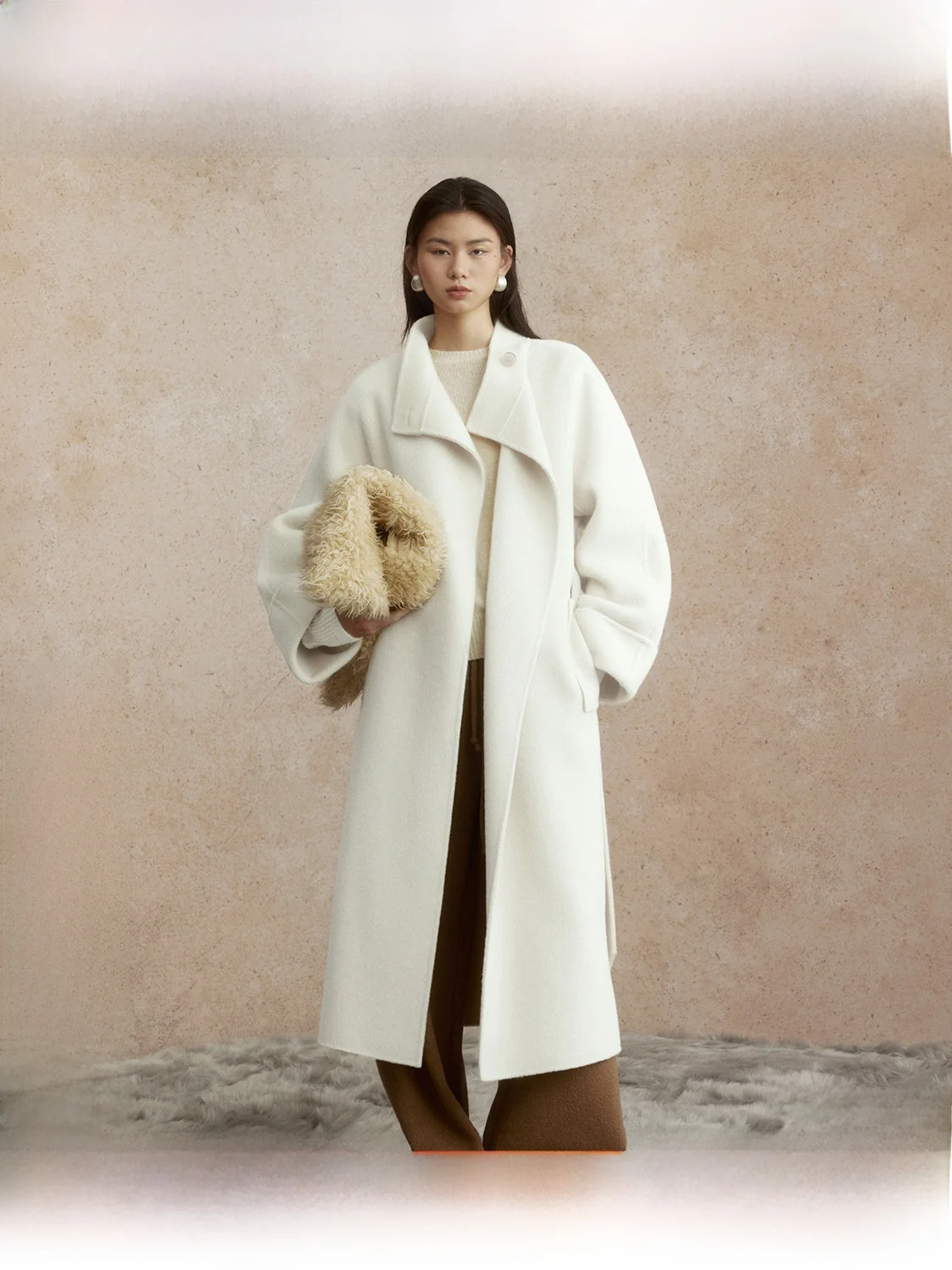 

Romantic Luxury Camel down Woolen Coat Winter Outerwear ZHIZHI Spring Marshalling Silk Woolen Coat for Women Long Style
