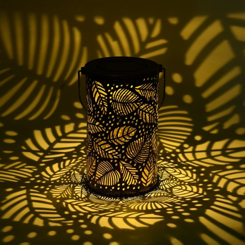 

2026 New Solar Waterproof Iron Hollow Lantern Outdoor Hanging Ambient Light for Lawn Garden Villa Patio Yard Decoration