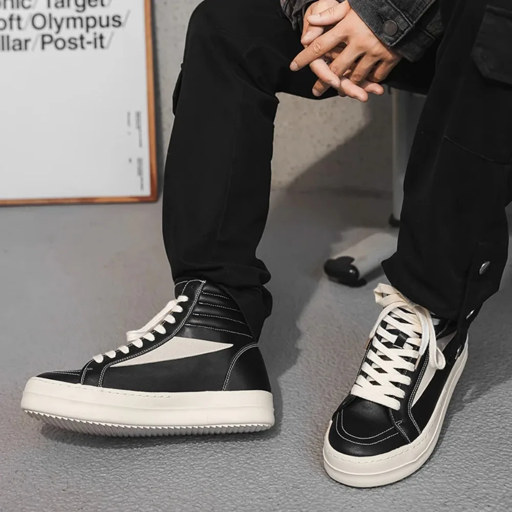 

2025 Men's High Top Shoes Korean Version Street Style Fashionable and Versatile Men's Outdoor Travel Shoes
