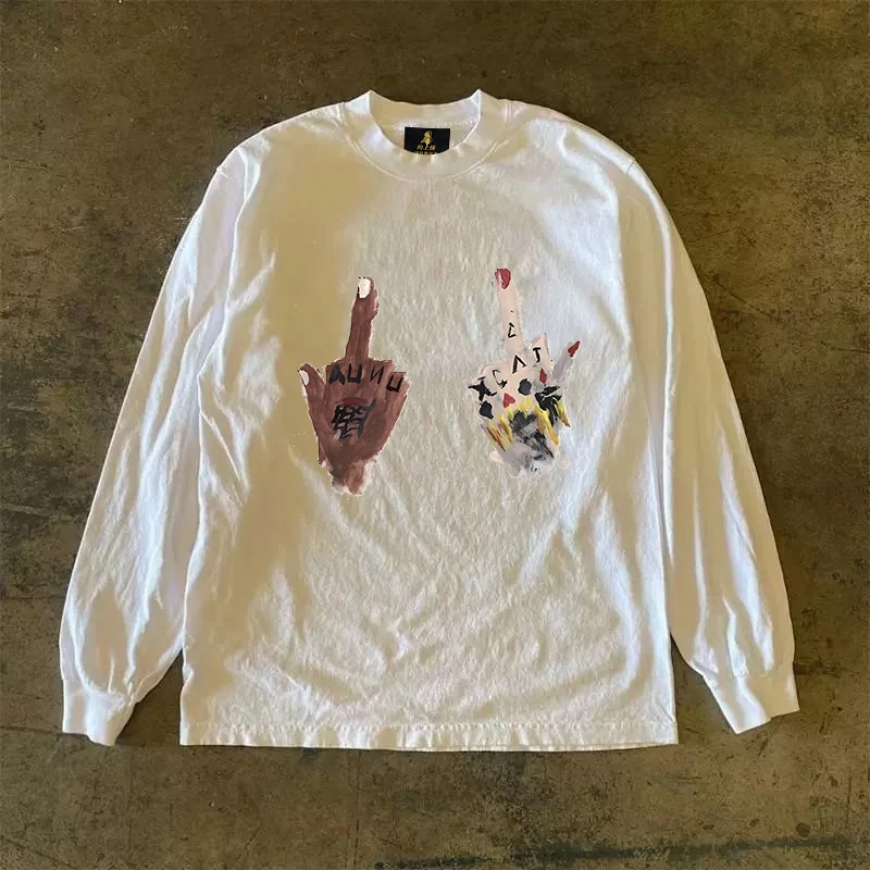 Long Sleeve 310 Pure Cotton Men's T-Shirt Upward Hero Non-Light American Style Couple's T-Shirt Youth Loose Fit Printed Tee