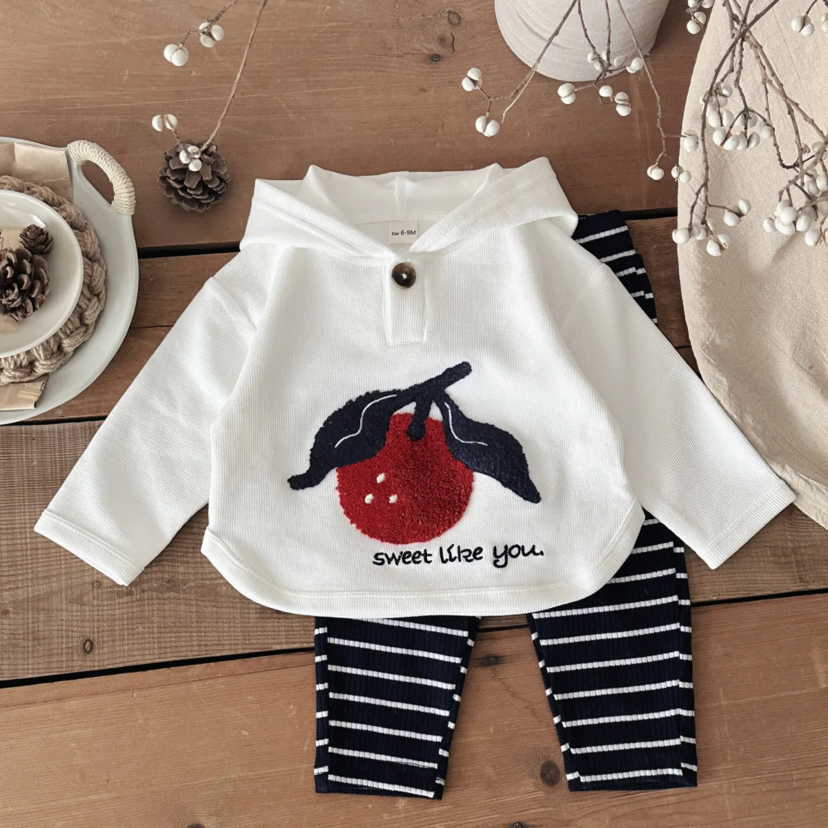 Baby Boys Clothes Winter Warm Infant Suit Set Hawthorn Hooded Top Pants Kids Children Clothing Girl Long Sleeve Tracksuit 2Pcs