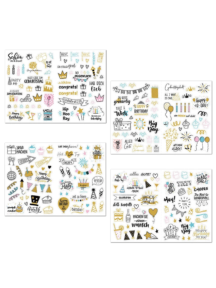 4pcs Waterproof For Kids Cute Scrapbook Guest Book Self Adhesive Birthday Sticker Photo Album Adults Skateboard Exquisite Cards