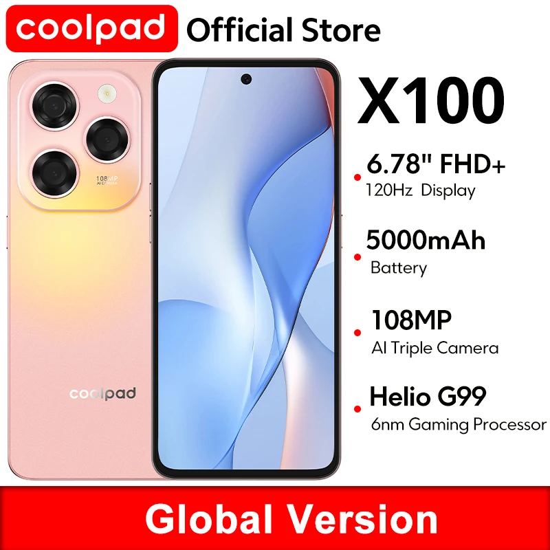 Coolpad X100 Smartphone Helio G99 6.78'' FHD 120Hz Display 108MP AI Triple Camera 33W Fast Charge 5000mAh