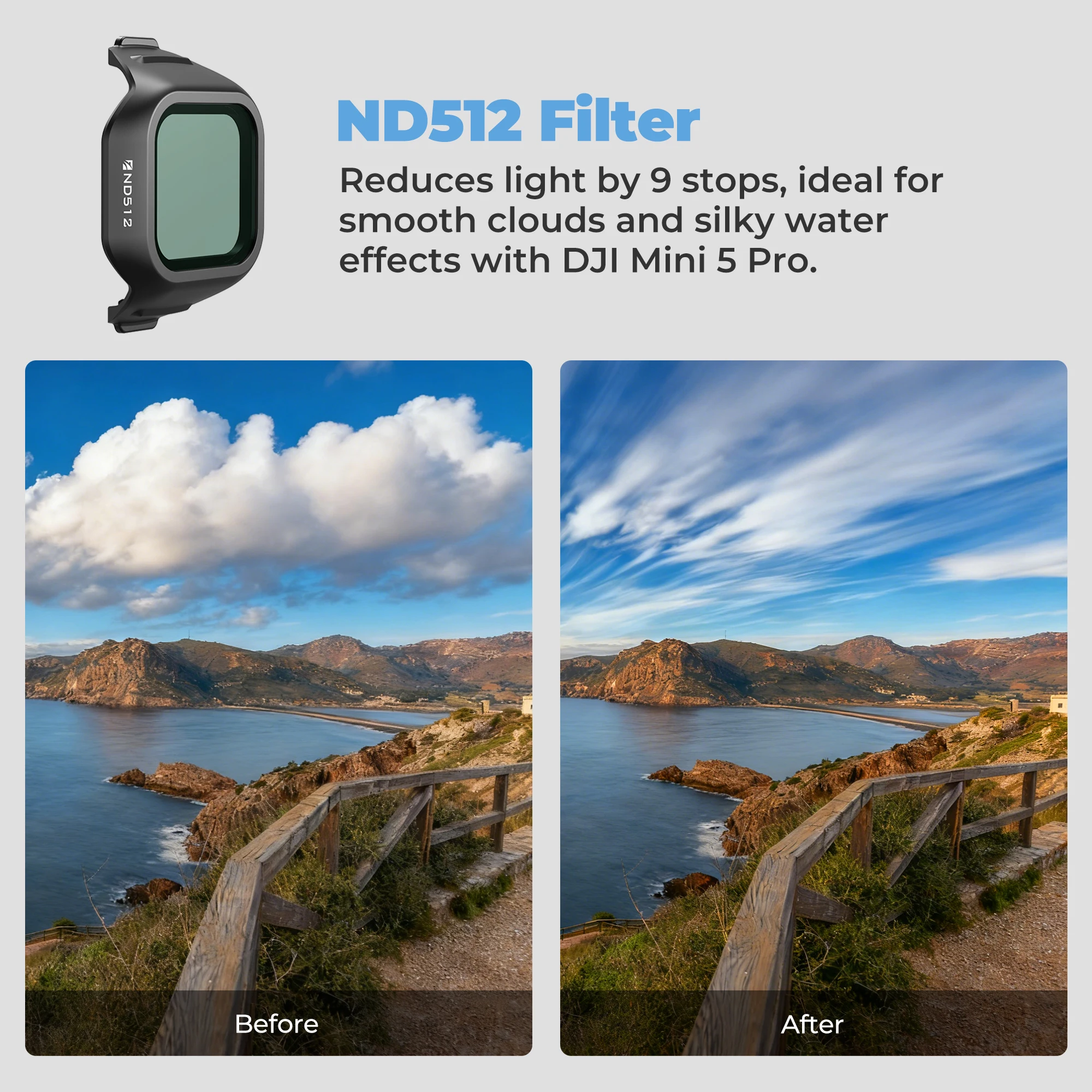 Freewell All Day 6팩 ND 필터에는 DJI Mini 5 Pro 카메라 사진 액세서리용 ND16/32/64/256/512/ND1000 필터가 포함되…