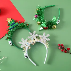 Diadema navideña con luces LED, banda para el pelo de copo de nieve, árbol de Navidad, decoraciones navideñas para el hogar, regalos de Año Nuevo para niñas y mujeres, 2024