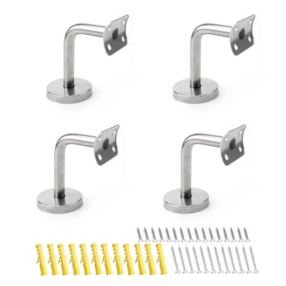 4 Pack Stainless Steel Handrail Brackets for Stair For Railings Easy Installation with Screws and Expansion Tubes