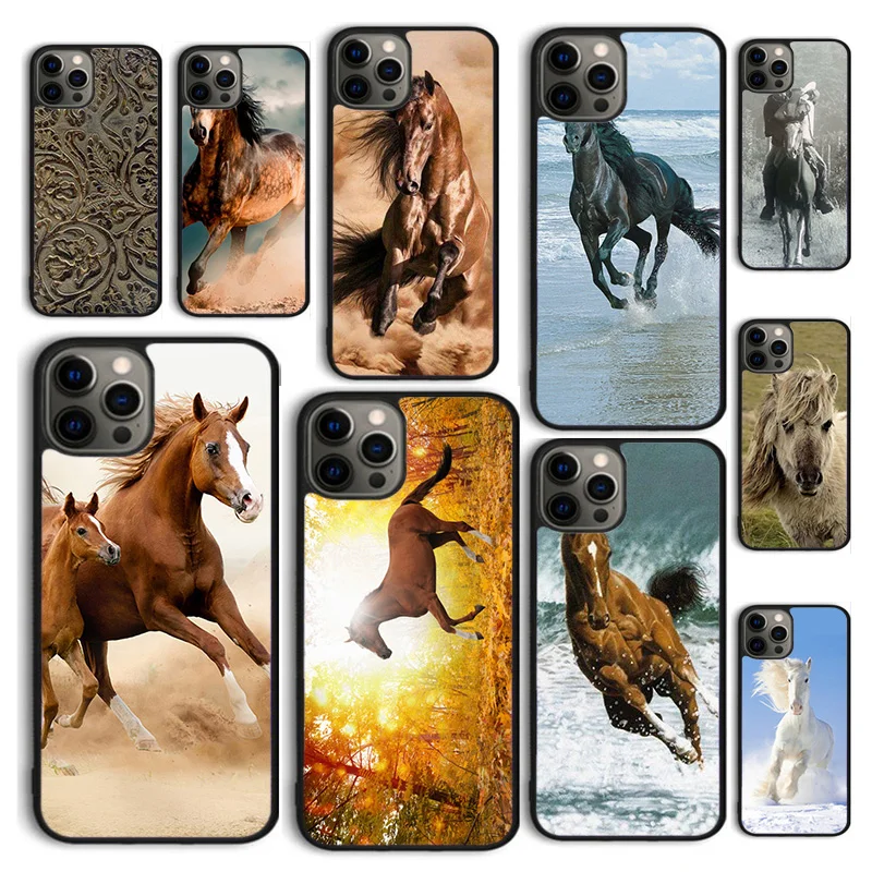 Autumu Brown Horse Gallop Phone Case Cover for iPhone 16 15 12 mini 11 13 14 Pro Max SE 2020 Apple 6S 7 8 Plus Coque