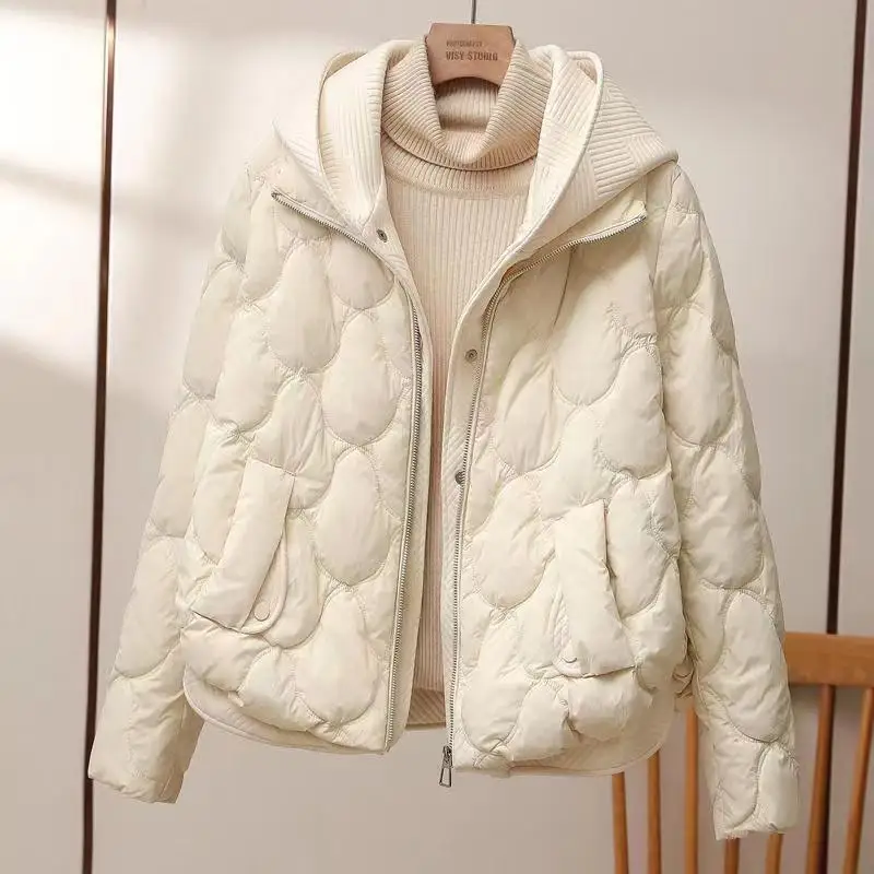 Women's Clothing New Warm Down Cotton Jacket Hooded Faux Two-piece Cotton Jacket Short Winter Cotton Coat Thicken Outerwear