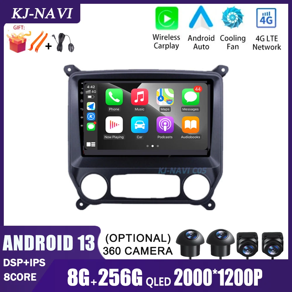 

10" Android 13 GPS Car Radio For Chevrolet Colorado 2014-2018 For Silverado GMC Sierra VIA Vtrux Truck 2014 - 2018 Stereo No DVD