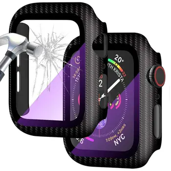 Pouzdro ze skla a uhlíkových vláken pro Apple Watch 49mm 45mm 41mm 44mm 40mm Ochranný kryt pro Apple Watch Series Ultra 2 9 SE 8 7 6 5 6 nejlepší prodej displej Apple Watch Series 5 40mm - №6