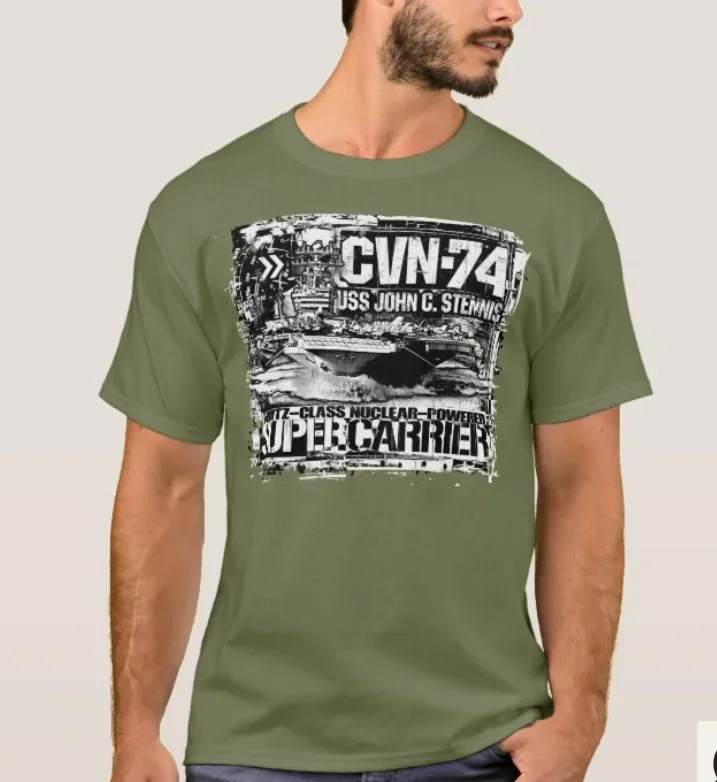 USS John C. Stennis CVN-74 Nimitz-class Aircraft Carrier T-Shirt 100% Cotton O-Neck Short Sleeve Casual Mens T-shirt Size S-3XL