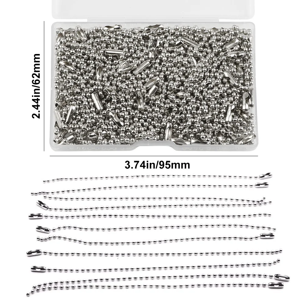 80pcs/Box Set Bead Chains with Connector For Keychains Dog Tags Necklaces Small Metal Adjustable Bead For Jewelry Making Crafts