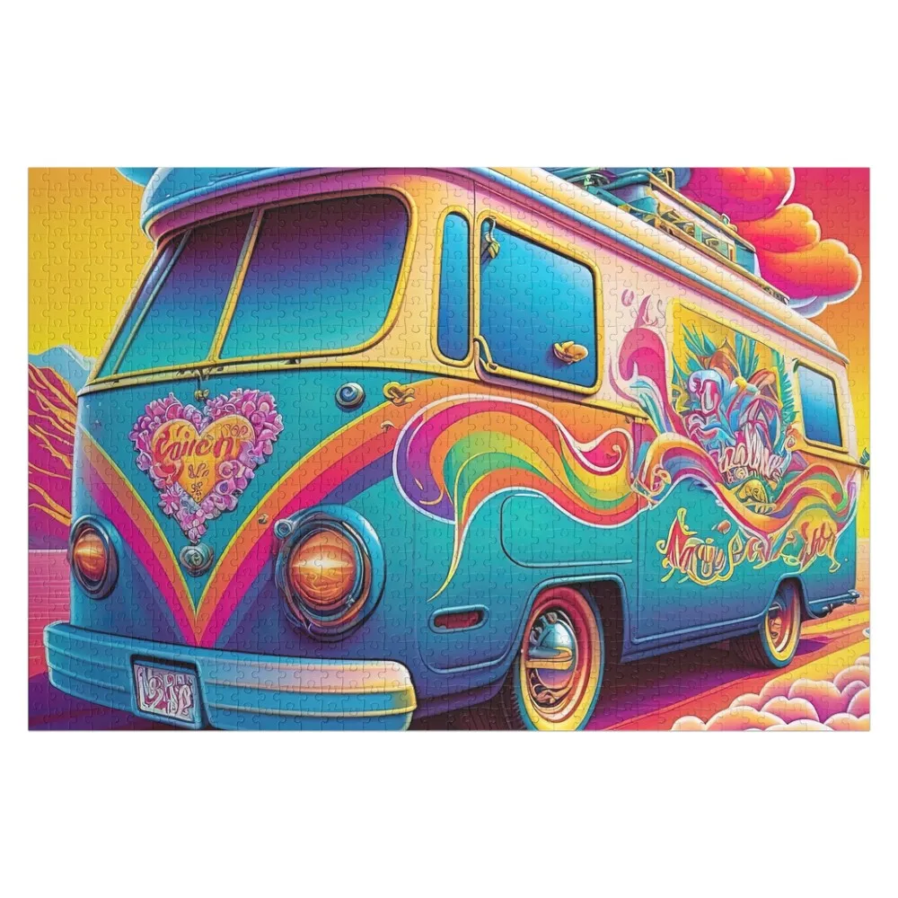 

Деревянный пазл с изображением радужной машины Woodstock из мультфильма «Весёлые мюнхенские мальчики», персонализированный, с именем, для детей