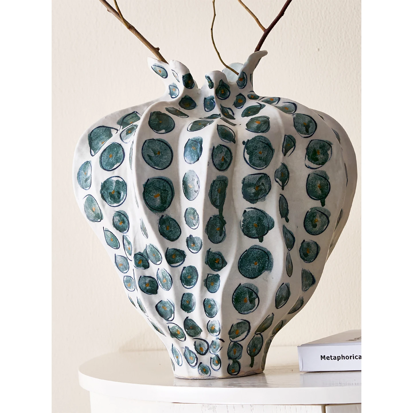 Ceramic Vase Pleated Flower Bud Flowerpot Flower Arrangement Accessories Flower Vase Porcelain Terrarium Home Decoration
