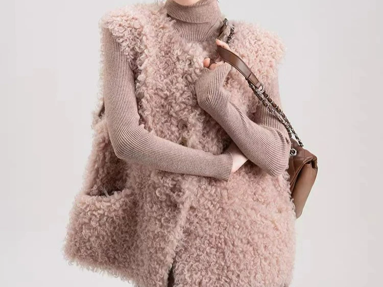 

2025 Новый жилет дофамина, меховой интегрированный камзол, короткая модная универсальная куртка