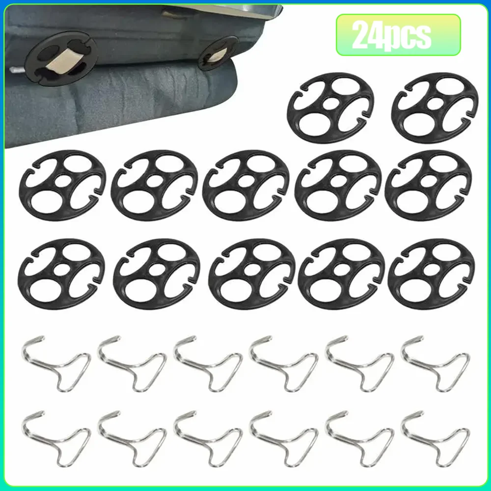 

12pcs Plastic Car Seat Covers Chuck And 12pcs Metal Hooks Locking Clip 24pcs Car Seat Cover Plum Plate Metal Hooks For Car Seat
