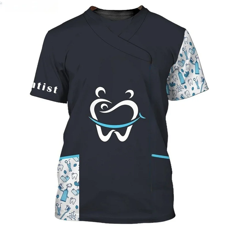 New Summer 3D Dentist Dental Practitioner Printing T Shirt For Men Kid Fashion Streetwear Short Sleeves Funny Harajuku Clothing